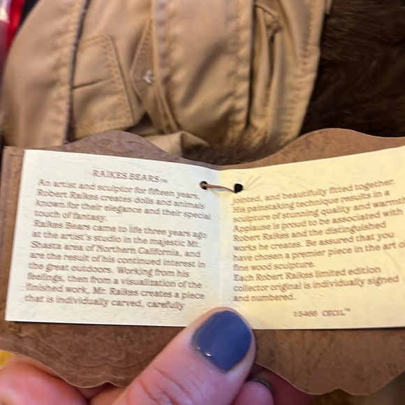 Raikes Bear Cecil Applause Director Carved Wooden Face Plush Stuffed LE - Picture 2 of 15